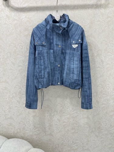 カジュアル ショート丈 フーデッドジャケット プラダ ジャケット 偽物 ブルー