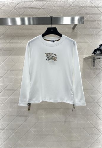 シンプル コットン ロゴ入り 長袖Tシャツ バーバリー Tシャツ コピー ホワイト
