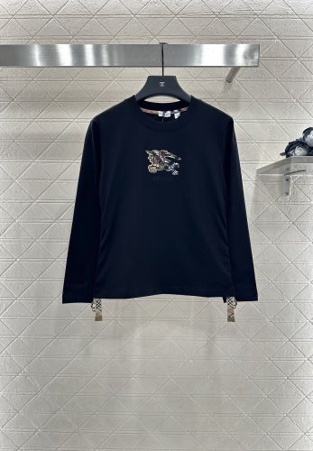 シンプル コットン ロゴ入り 長袖Tシャツ バーバリー Tシャツ コピー ブラック