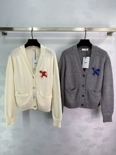 セリーヌ ニット コピー シンプル 可愛い Vネック ウール カーディガン