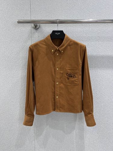 カジュアル 刺繍入り 長袖シャツ セリーヌ シャツ コピー レディース