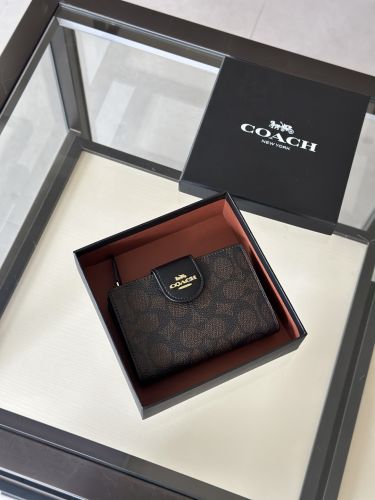 定番 人気 シグネチャー柄 コンパクト ウォレット コーチ 財布 スーパーコピー 