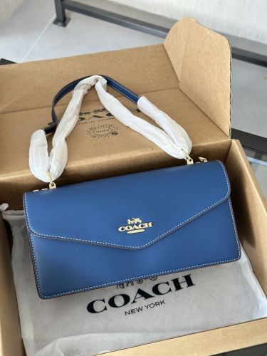 シンプル 上品 レザー ショルダーバッグ コーチ バッグ スーパーコピー ブルー