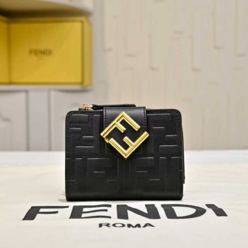 人気 小銭入れ付き 2つ折り財布 フェンディ 財布 スーパーコピー ブラック