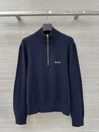 シンプル 上品 ハーフジップ ハイネック ミュウミュウ ニット コピー トップス