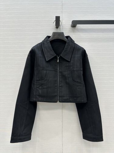 カジュアル クロップド デニムジャケット ミュウミュウ ジャケット コピー ブルゾン