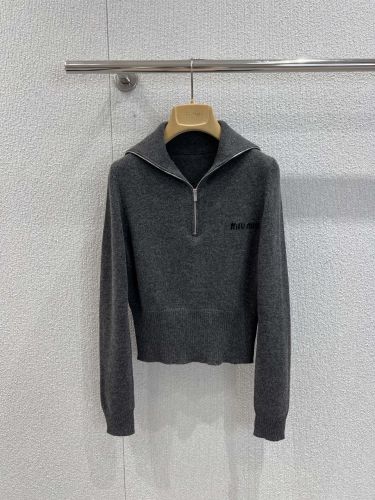 カシミヤ ハーフジップ セーラーカラーニット ミュウミュウ セーター コピー 