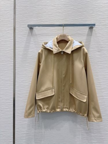 洗練された カジュアル フード付き ブルゾン ミュウミュウ ジャケット コピー ベージュ