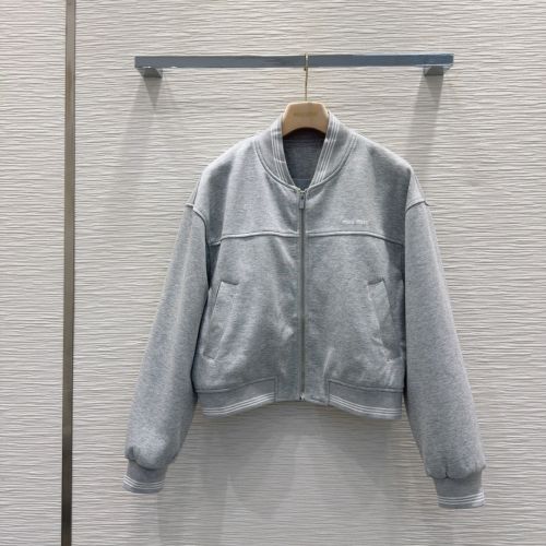 カジュアル コットン ボンバージャケット ミュウミュウ ジャケット コピー グレー