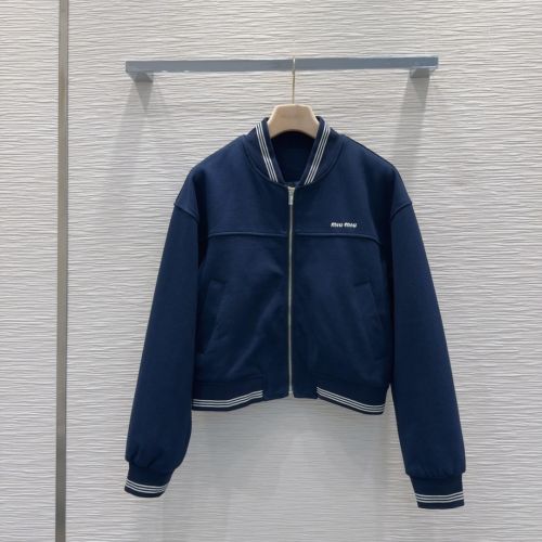 カジュアル コットン ボンバージャケット ミュウミュウ ジャケット コピー ネイビー