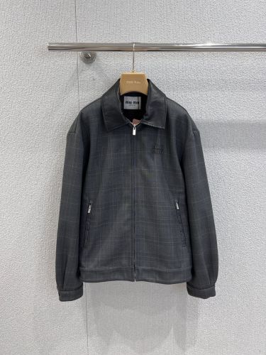 カジュアル チェック柄 ジップアップブルゾン ミュウミュウ ジャケット コピー レディース
