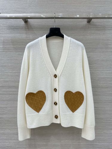 カシミヤ＆ウール Vネックカーディガン ボッテガ・ヴェネタ ニット コピー ホワイト