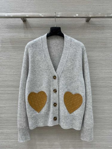 カシミヤ＆ウール Vネックカーディガン ボッテガ・ヴェネタ ニット コピー グレー