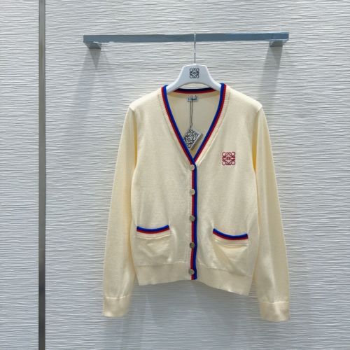 定番 合わせやすい ウール Vネック カーディガン ロエベ ニット コピー ベージュ