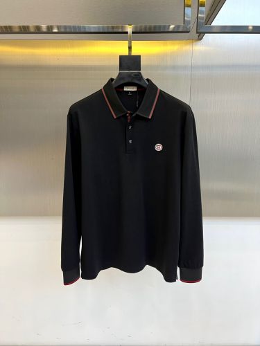 カジュアル 上品 コットン 長袖 ポロシャツ グッチ Tシャツ 偽物 ブラック