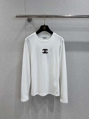 シンプル クルーネック コットン 長袖Tシャツ シャネル Tシャツ コピー ホワイト