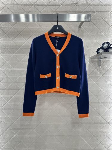 シャネル ニット コピー シンプル バイカラー Vネック カーディガン ウール