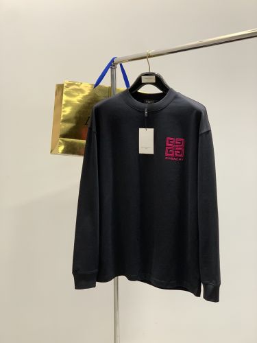 カジュアル 定番 ロゴ 長袖tシャツ ジバンシィ Tシャツ コピー クルーネック ブラック