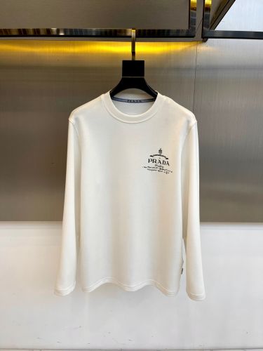 【新品未使用タグ付き】Bristol 長袖カットソー ブラック/ホワイト シンプル ロゴ クルーネック 長袖Tシャツ プラダ Tシャツ 偽物