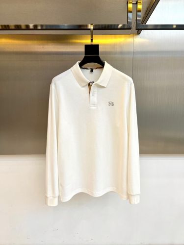 定番 コットンピケ 長袖 ポロシャツ バーバリー Tシャツ 偽物 ホワイト