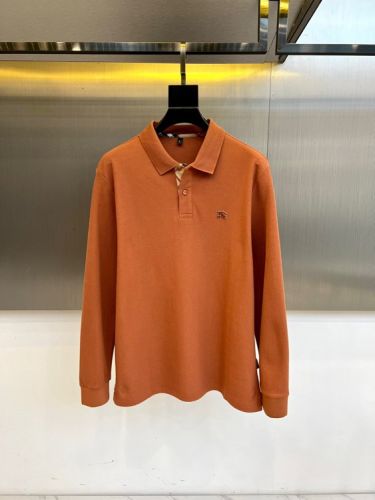 定番 コットンピケ 長袖 ポロシャツ バーバリー Tシャツ 偽物 オレンジ