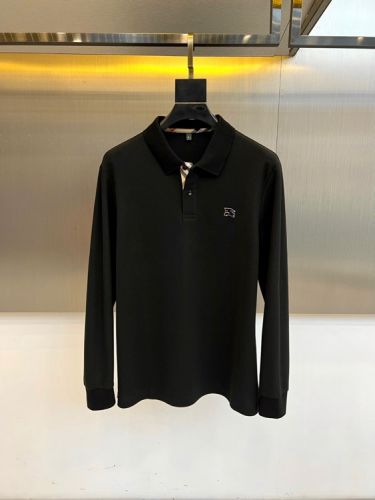 定番 コットンピケ 長袖 ポロシャツ バーバリー Tシャツ 偽物 ブラック