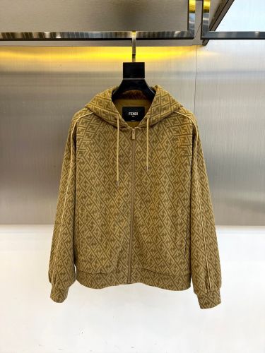 FFロゴ総柄 ジップパーカー フード付き フェンディ ジャケット 偽物 グリーン