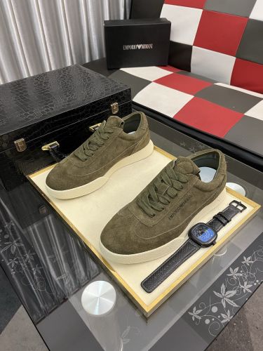人気 カジュアル スエードスニーカー アルマーニ スニーカー 偽物 グリーン