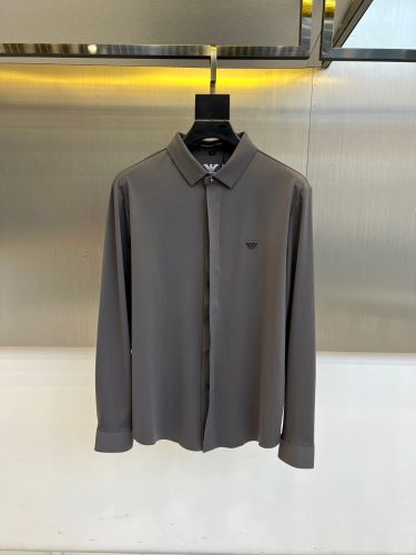 シンプル 上品 長袖シャツ アルマーニ シャツ 偽物 カジュアル ビジネス メンズ グレー
