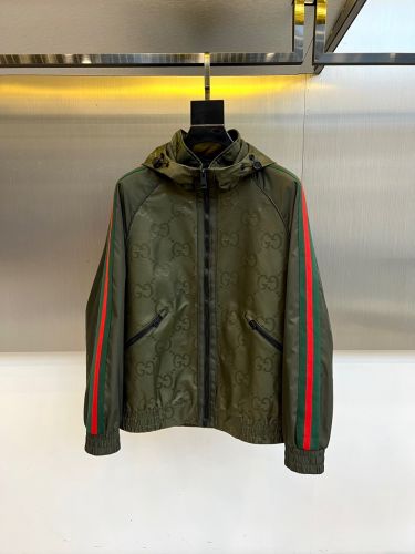上品 カジュアル フード付きジャケット グッチ ジャケット 偽物 グリーン