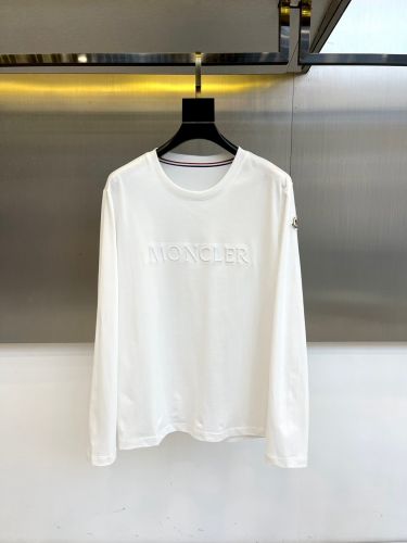 シンプル クルーネック 長袖Tシャツ モンクレール Tシャツ 偽物 ホワイト