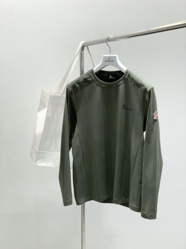カジュアル 上品 クルーネック 長袖Tシャツ モンクレール Tシャツ 偽物 グリーン