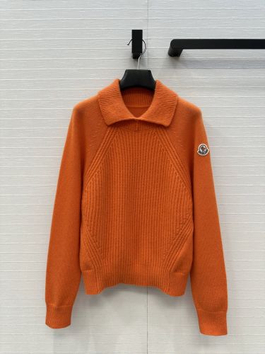 カジュアル 上品 襟付き カシミヤ プルオーバー モンクレール セーター コピー オレンジ