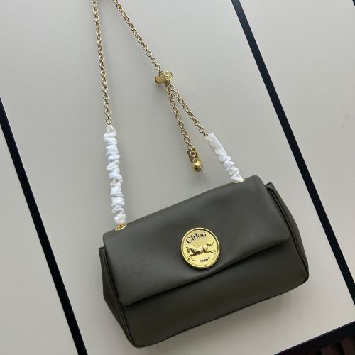 人気 グレインレザー Chloé Heritage ショルダーバッグ クロエ バッグ スーパーコピー グリーン