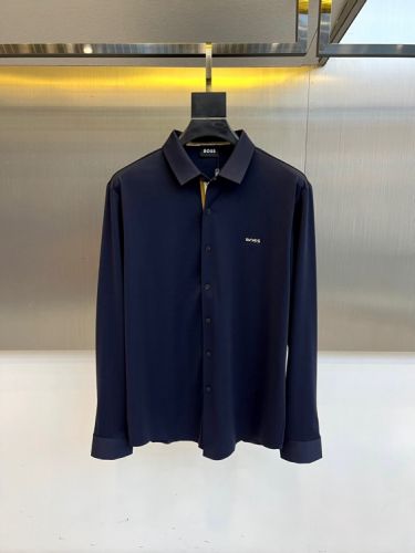 カジュアル 上品 長袖シャツ ヒューゴ・ボス シャツ コピー コットン ネイビー