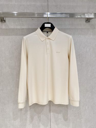 上品 コットン ロゴ 長袖 ポロシャツ ヒューゴ・ボス Tシャツ コピー ホワイト