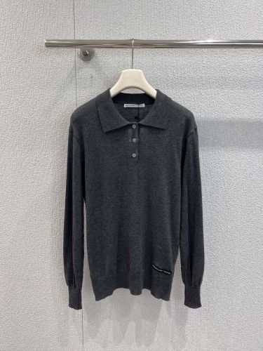 洗練された ウール＆カシミヤ ニットポロ アレキサンダーワング ニット 偽物 グレー