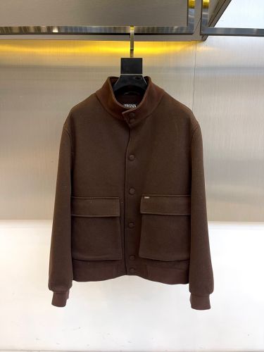大人カジュアル スタンドカラーブルゾン エルメネジルド・ゼニア ジャケット 偽物 ブラウン