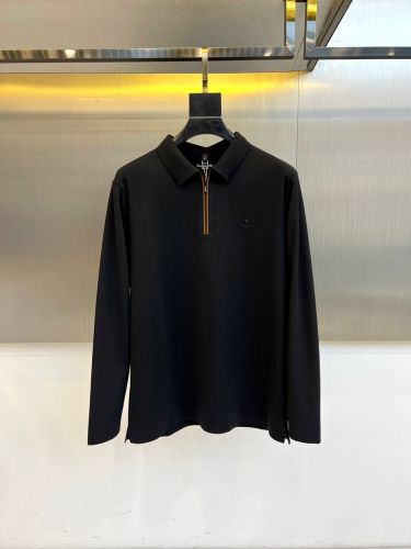エルメネジルド・ゼニア Tシャツ 偽物 洗練された ハーフジップ 長袖 ポロシャツ ブラック