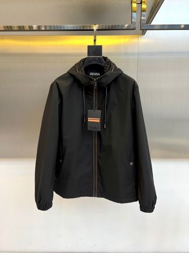 シンプル カジュアル フード付きジャケット エルメネジルド・ゼニア ジャケット 偽物 ブラック