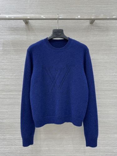 シンプル カシミヤ ニット プルオーバー ルイ・ヴィトン セーター コピー ブルー
