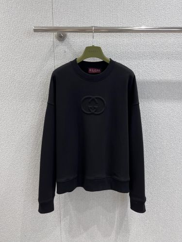 シンプル コットン スウェットシャツ グッチ 偽物 クルーネック ブラック