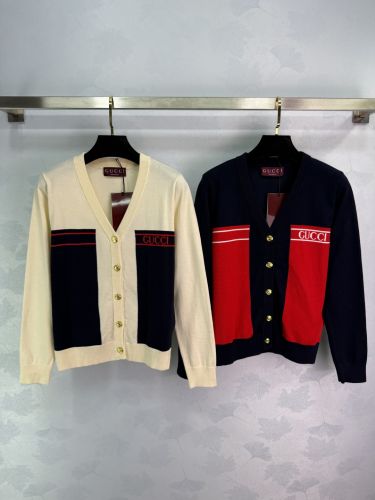 洗練された バイカラー Vネック カーディガン グッチ ニット 偽物 合わせやすい