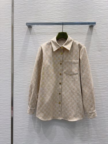 GGジャカード ロングスリーブシャツ グッチ シャツ 偽物 トップス ベージュ