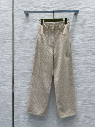 GGジャカード ロングパンツ グッチ パンツ 偽物 ズボン ベージュ