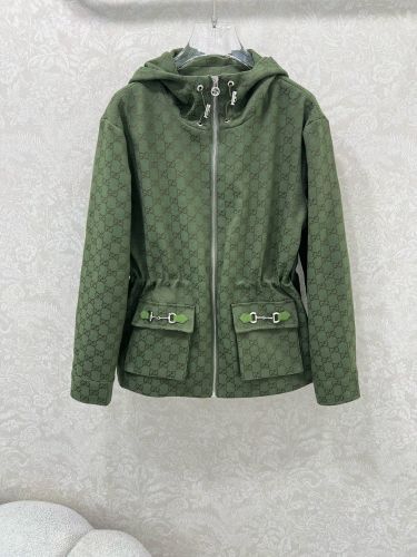 上品 カジュアル GGジャカード フーデッドジャケット グッチ ジャケット 偽物 グリーン