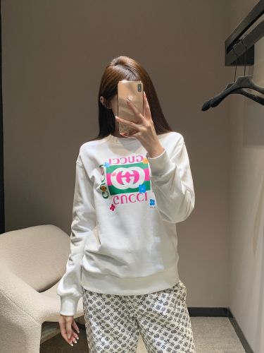 カジュアル ロゴ コットン グッチ Tシャツ 偽物 クルーネック スウェットシャツ ホワイト