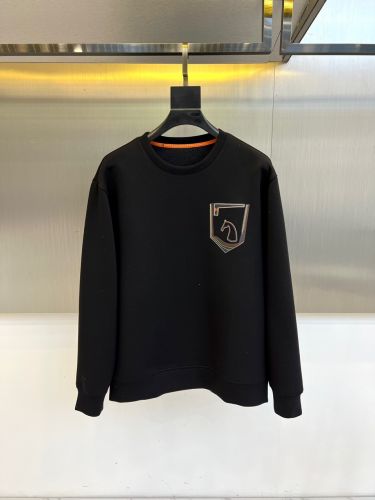 定番 カジュアル スウェットシャツ エルメス Tシャツ コピー クルーネック ブラック