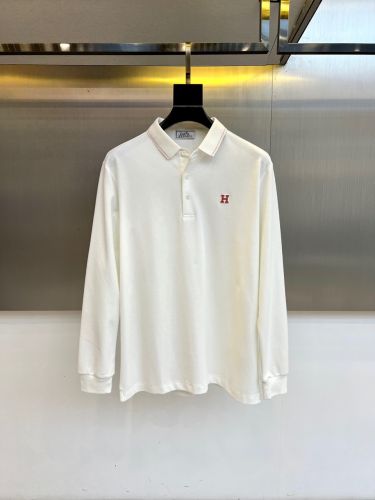 洗練された コットン 長袖 ポロシャツ エルメス Tシャツ 偽物 ホワイト