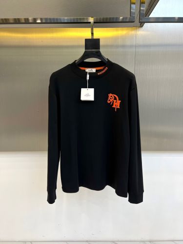 シンプル 洗練された ロゴ 長袖Tシャツ エルメス Tシャツ 偽物 合わせやすい ブラック